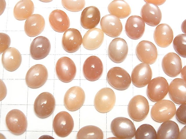 Hochwertiger orangefarbener Mondstein AAA- Oval-Cabochon 10x8mm 3 Stück