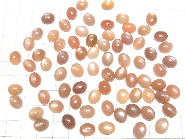 Hochwertiger orangefarbener Mondstein AAA- Oval-Cabochon 10x8mm 3 Stück