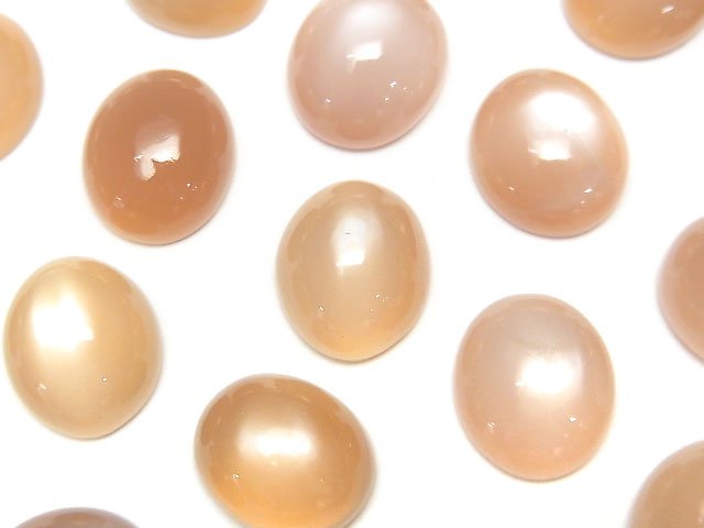 Hochwertiger orangefarbener Mondstein AAA- Oval-Cabochon 14x12mm 2 Stück
