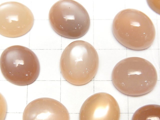 Hochwertiger orangefarbener Mondstein AAA- Oval-Cabochon 14x12mm 2 Stück