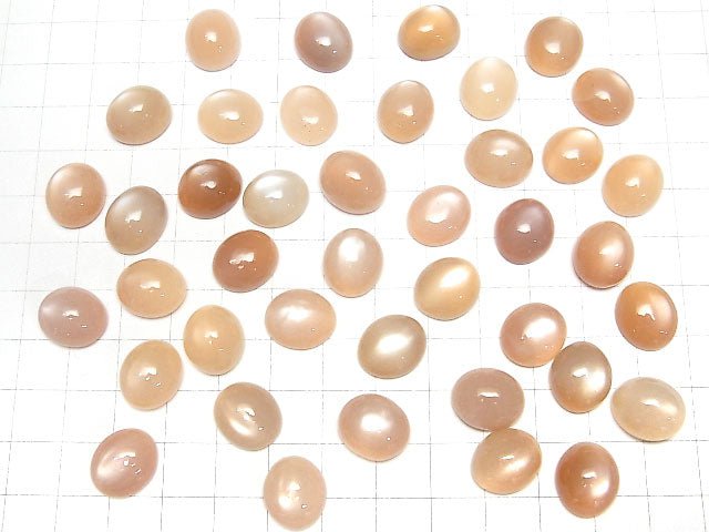 Hochwertiger orangefarbener Mondstein AAA- Oval-Cabochon 14x12mm 2 Stück