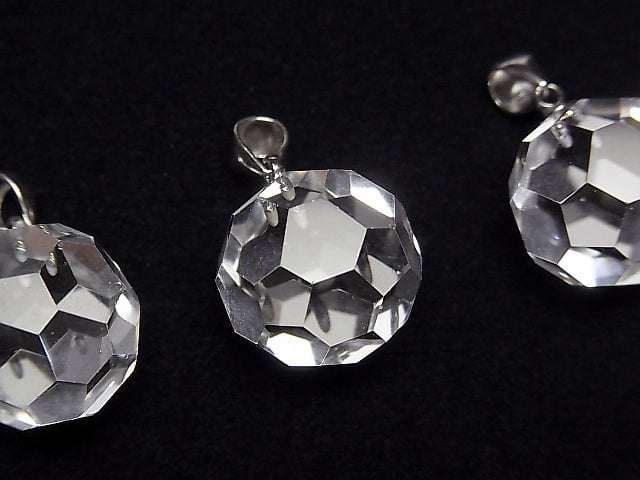 Kristall AAA+ "Bucky Ball" facettierte runde 16 mm Anhänger Silber925 1 Stück