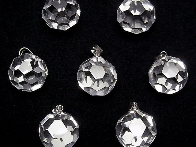 Kristall AAA+ "Bucky Ball" facettierte runde 16 mm Anhänger Silber925 1 Stück