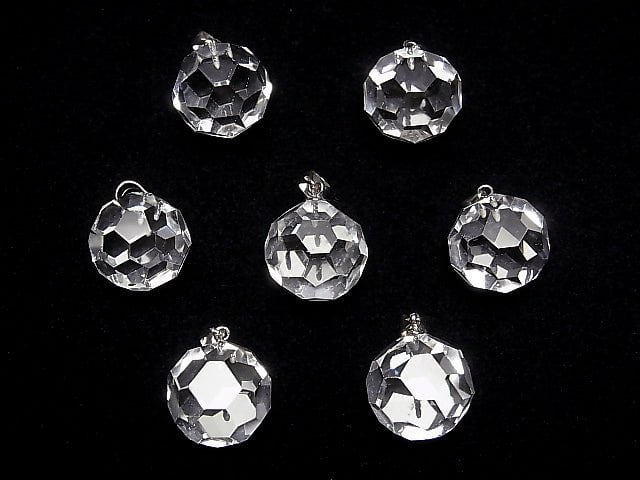 Kristall AAA+ "Bucky Ball" facettierte runde 16 mm Anhänger Silber925 1 Stück