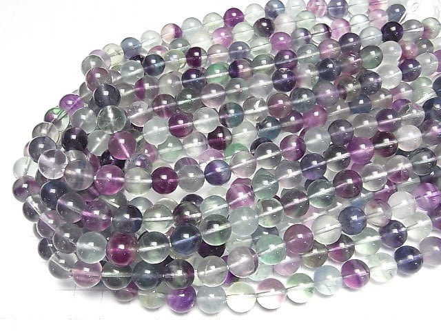Multicolor Fluorit AA++ Rund 10mm halb oder 1Strang Perlen (ca. 15 Zoll / 37 cm)