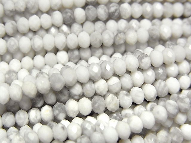 High Quality! 1strand $9.79! Howlite Magnesite Faceted Button Rondelle 3x3x2mm 1strand beads (aprx.15inch/37cm)