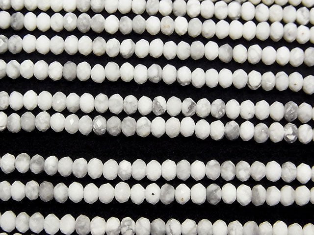 High Quality! 1strand $9.79! Howlite Magnesite Faceted Button Rondelle 3x3x2mm 1strand beads (aprx.15inch/37cm)
