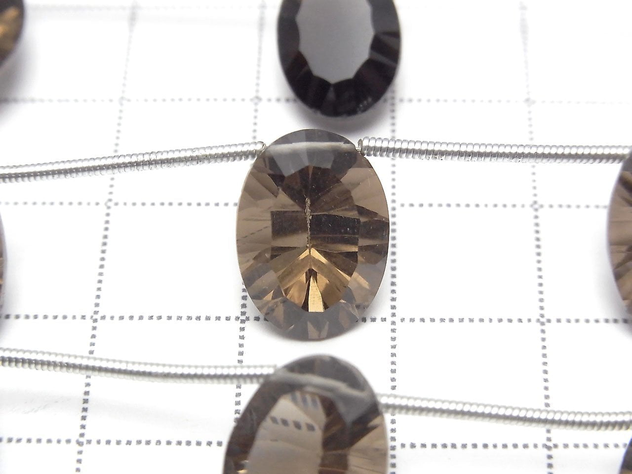 高品質煙晶 AAA 橢圓形凹面切割 14x10mm 一串珠子 (4顆)