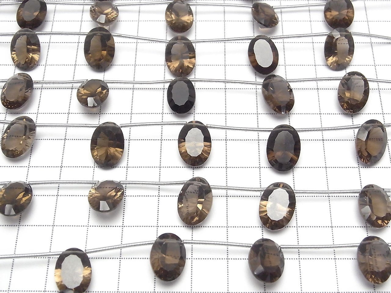 高品質煙晶 AAA 橢圓形凹面切割 14x10mm 一串珠子 (4顆)
