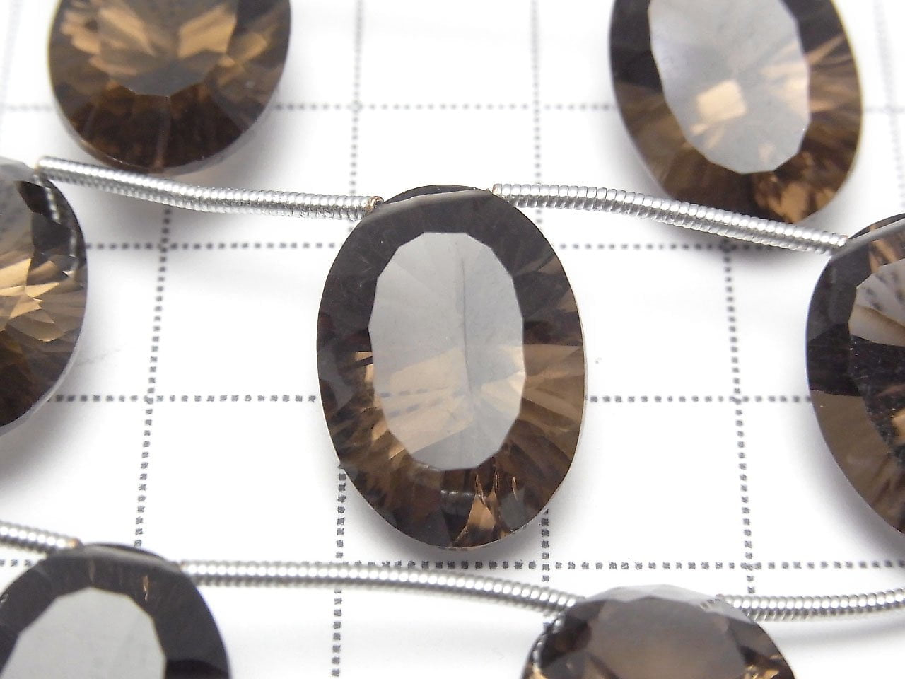 高品質茶晶 AAA 橢圓形凹刻 18x13mm 1串珠子 (4顆)