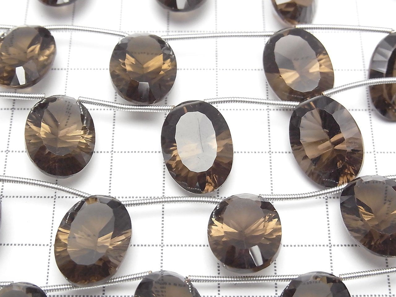 高品質茶晶 AAA 橢圓形凹刻 18x13mm 1串珠子 (4顆)