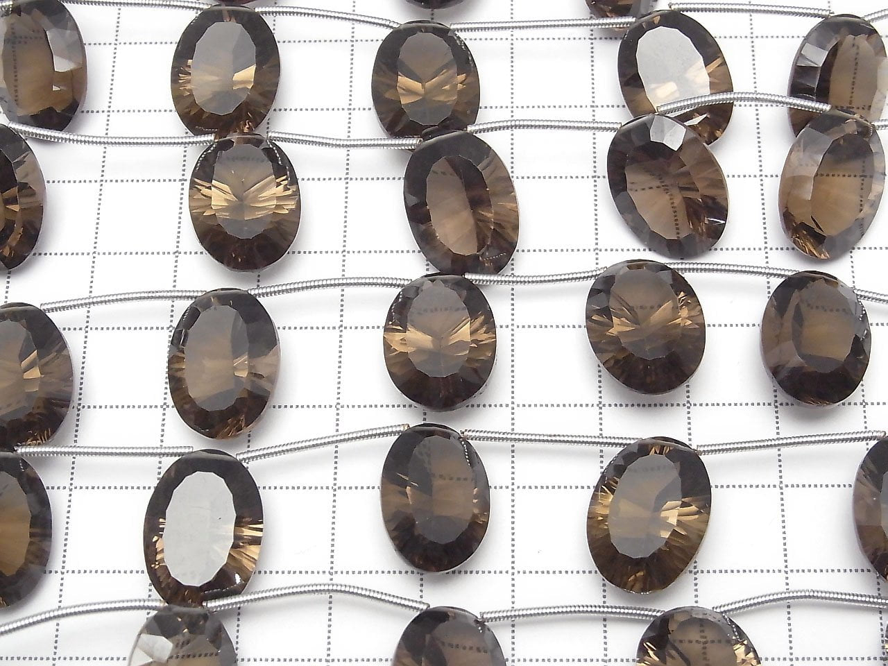 高品質茶晶 AAA 橢圓形凹刻 18x13mm 1串珠子 (4顆)