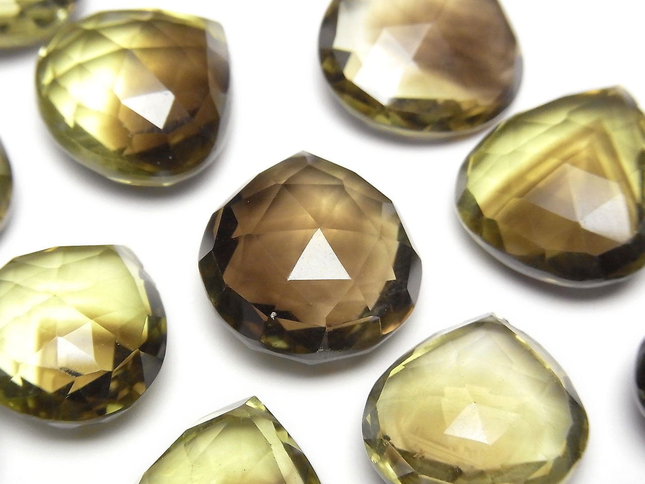 High Quality Lemon x Smoky Quartz AAA Chestnut Faceted Briolette 3pcs