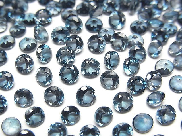 Hochwertiger London Blue Topas AAA lose Stein rund facettiert 4x4mm 5 Stück