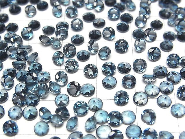 Hochwertiger London Blue Topas AAA lose Stein rund facettiert 4x4mm 5 Stück