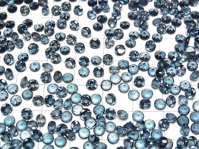 Hochwertiger London Blue Topas AAA lose Stein rund facettiert 4x4mm 5 Stück