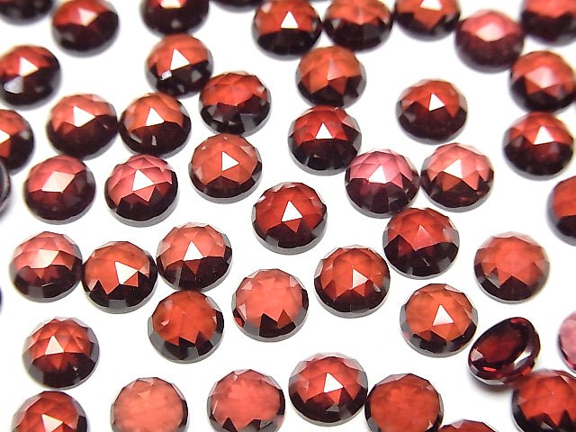 Hochwertiger Mosambik Granat AAA Runde Rosen-Schliff 6x6x3mm 3 Stück