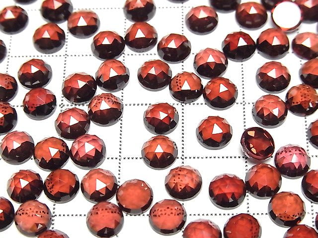Hochwertiger Mosambik Granat AAA Runde Rosen-Schliff 6x6x3mm 3 Stück