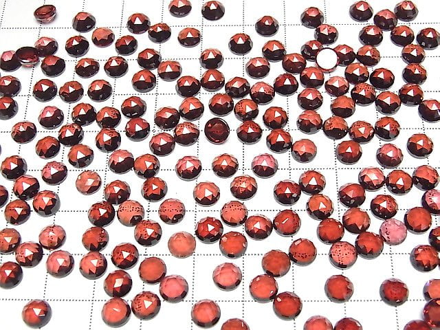 Hochwertiger Mosambik Granat AAA Runde Rosen-Schliff 6x6x3mm 3 Stück