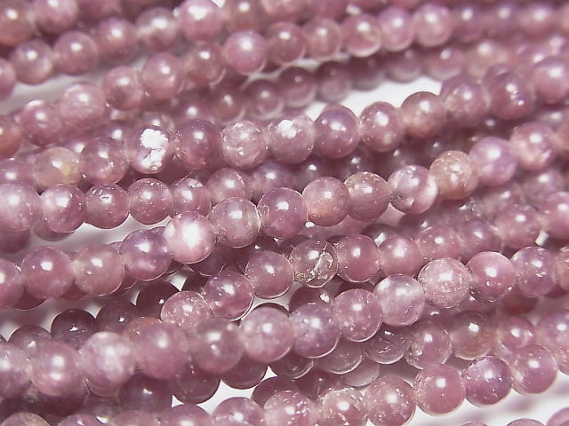 Lepidolite AAA Round 4mm 1strand beads (aprx.15inch/38cm)