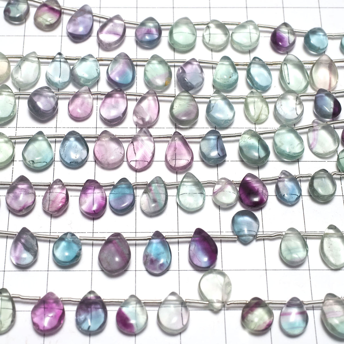 Multicolor Fluorite AA++ Pear shape (Smooth) 1strand beads (aprx.6inch/16cm)