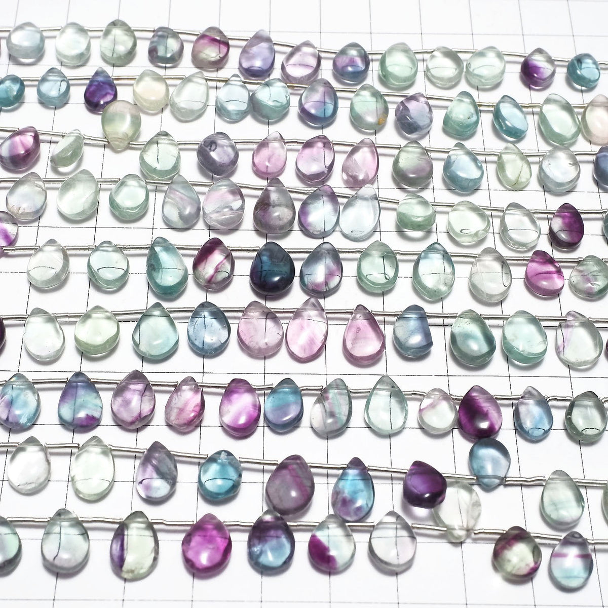 Multicolor Fluorite AA++ Pear shape (Smooth) 1strand beads (aprx.6inch/16cm)