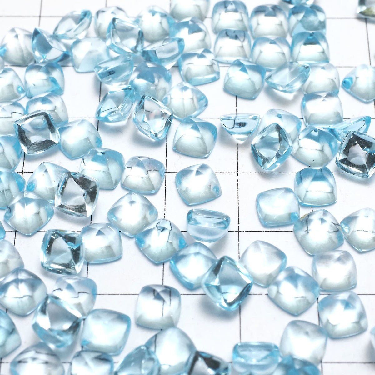 High Quality Sky Blue Topaz AAA Sugarloaf Cut 6x6mm 2pcs
