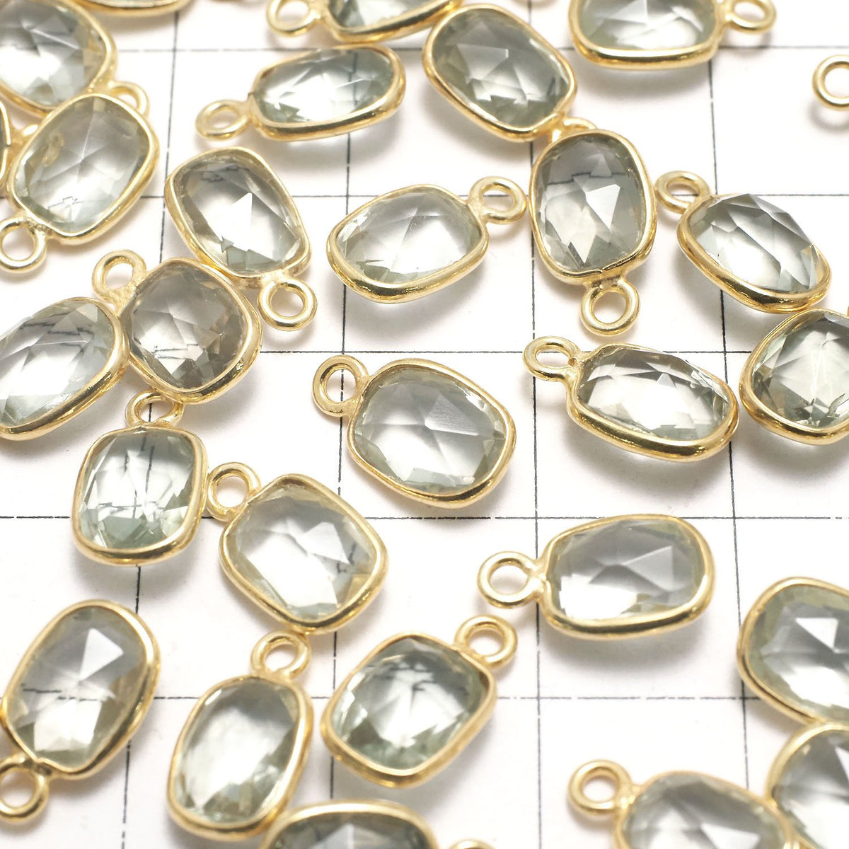 High Quality Green Amethyst AAA Bezel Setting Rectangle-Faceted Oval 9x7mm 18KGP 3pcs