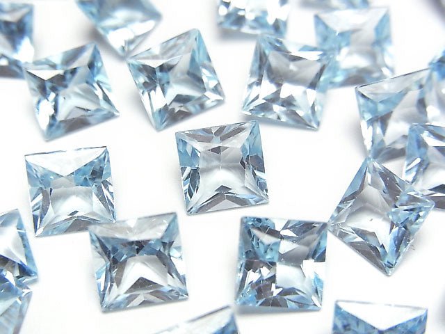 Hohe Qualität himmelblauer Topas AAA unbohrter Prinzessschnitt 7 x 7 x 4 mm 4 Stück 9,79 $!