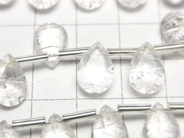 高品質水晶 AAA 刻面梨形刻面 12x8mm 1串珠子(8顆)