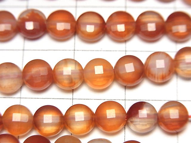 High Quality! 1strand $7.79! Carnelian ,Sardonyx AAA- Faceted Coin 6x6x4mm 1strand beads (aprx.15inch/37cm)