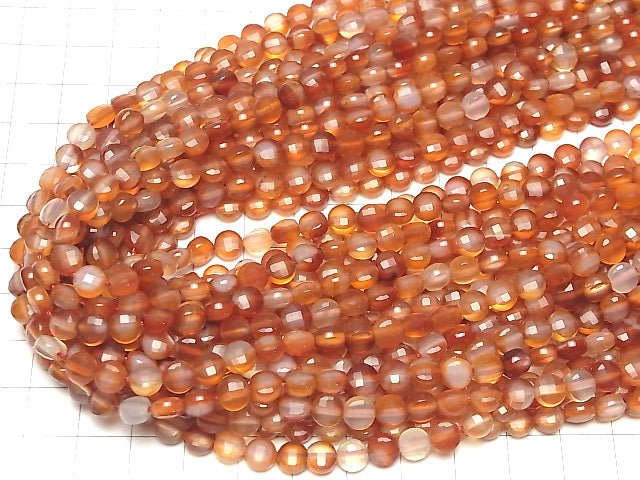High Quality! 1strand $7.79! Carnelian ,Sardonyx AAA- Faceted Coin 6x6x4mm 1strand beads (aprx.15inch/37cm)