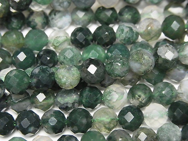 High Quality! 1strand $7.79! Moss Agate 64Faceted Round 6mm 1strand beads (aprx.15inch/37cm)