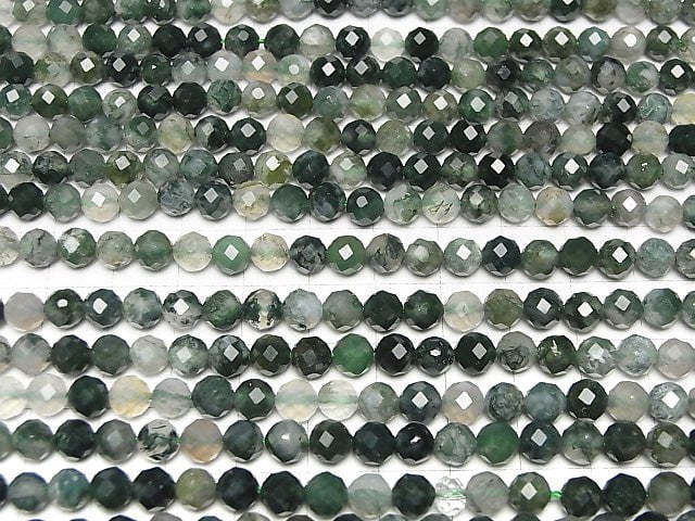 High Quality! 1strand $7.79! Moss Agate 64Faceted Round 6mm 1strand beads (aprx.15inch/37cm)