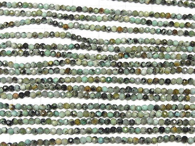 Hochwertig! Afrikanischer Türkis Facettierte Runde 2mm 1 Strang Perlen (ca. 15 Zoll / 38 cm)