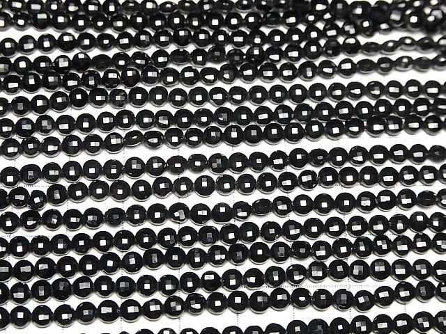 High Quality! 1strand $6.79! Black Spinel AAA Faceted Coin 4x4x2mm 1strand beads (aprx.15inch / 37cm)
