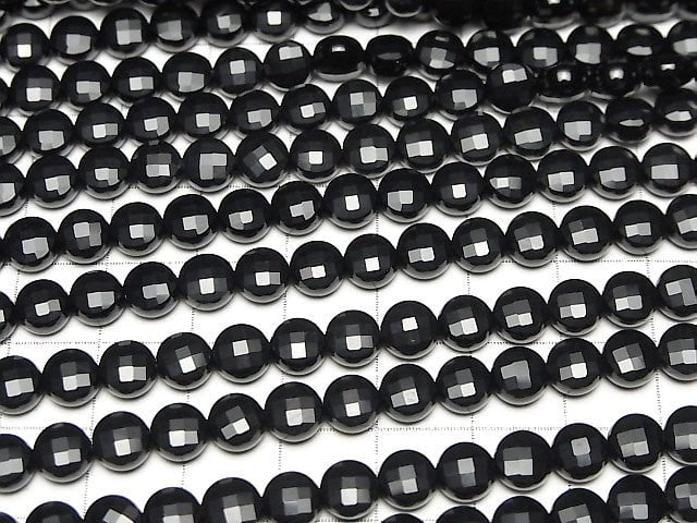 High Quality! 1strand $6.79! Onyx AAA Faceted Coin 6x6x4mm 1strand beads (aprx.15inch/38cm)