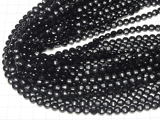 High Quality! 1strand $6.79! Onyx AAA Faceted Coin 6x6x4mm 1strand beads (aprx.15inch/38cm)