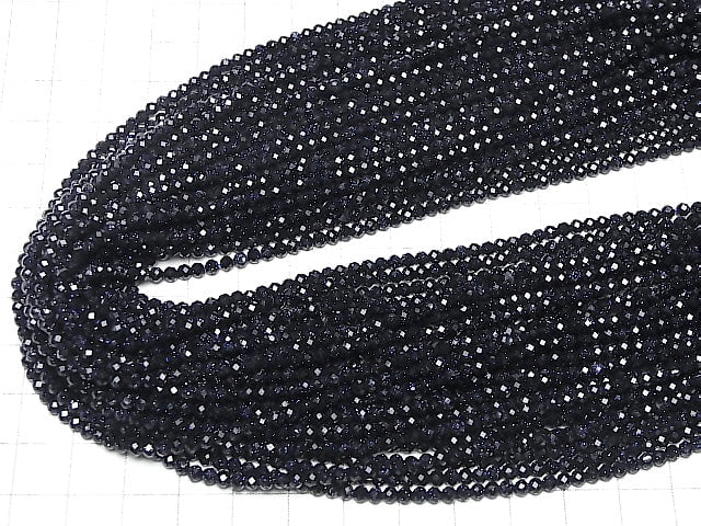 High Quality! 1strand $4.79! Blue Golden Sand Stone Faceted Round 3mm 1strand beads (aprx.15inch/37cm)