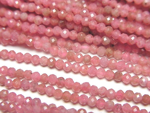 高品質!薔薇輝石 AA++ 切面圓珠 2毫米 1串(約15英吋/36公分)