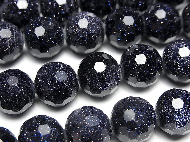 1strand $9.79! Blue Golden Sand Stone 128Faceted Round 12mm 1strand beads (aprx.15inch/37cm)