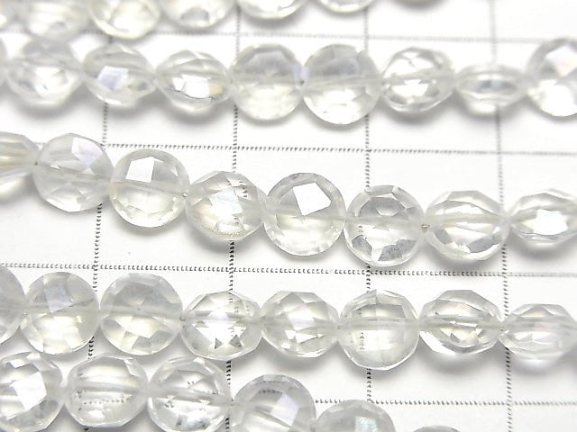 Aqua Kristall AAA- Facettiert Münze 6x6x4mm halb oder 1Strang Perlen (ca. 6 Zoll / 16 cm)