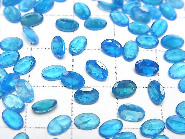 High Quality Neon Blue Apatite AAA Loose stone Oval Faceted 6x4mm 2pcs