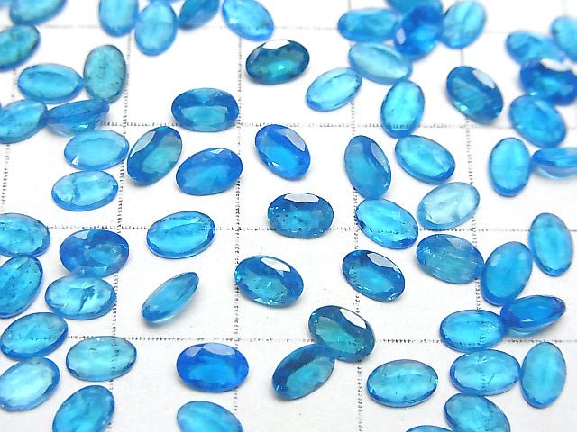 Hochwertiger Neonblauer Apatit AAA lose Steine oval facettiert 6x4mm 2 Stück