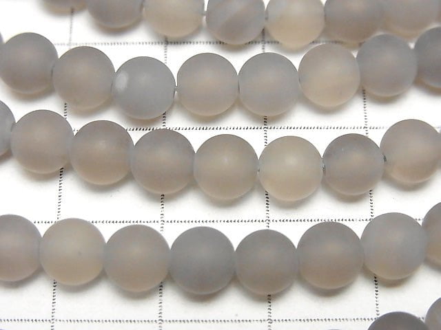霜灰色瑪瑙圓珠 6mm 1串 (約14英吋/35公分)