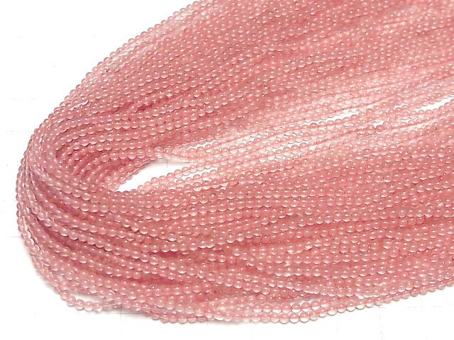 Cherry Quartz Glass Round 2mm 1strand beads (aprx.15inch/38cm)