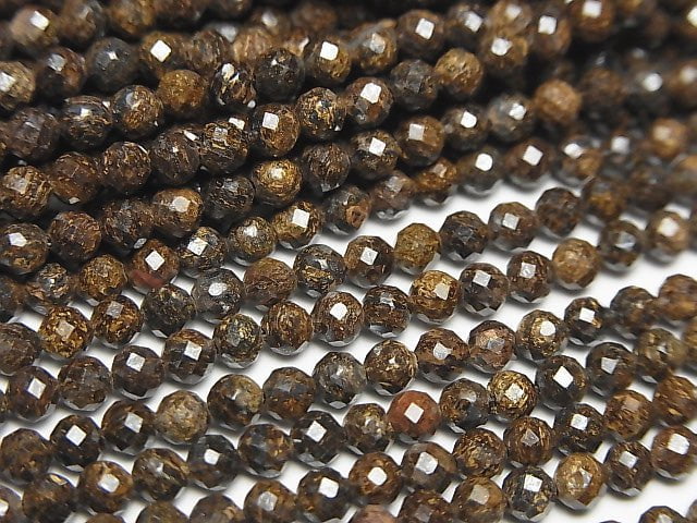 High Quality! 1strand $4.79! Bronzite Faceted Round 3mm 1strand beads (aprx.15inch/38cm)