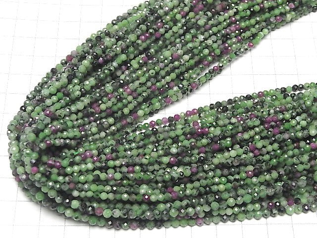 Hochwertig! Rubin Inzoisit facettierter Rund 3mm 1Strang Perlen (ca. 15 Zoll / 36 cm)