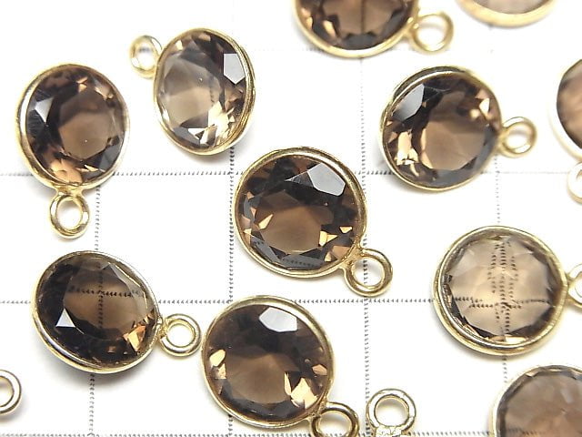 Hochwertiger rauchquarz AAA Zargenfassung rund facettiert 10x10mm 18KGP 3 Stück