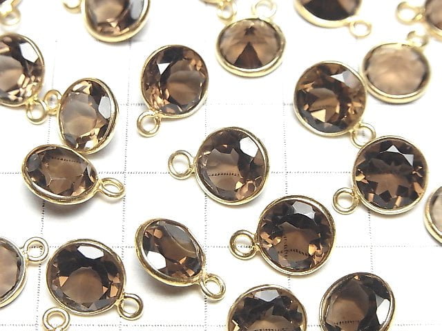 Hochwertiger rauchquarz AAA Zargenfassung rund facettiert 10x10mm 18KGP 3 Stück
